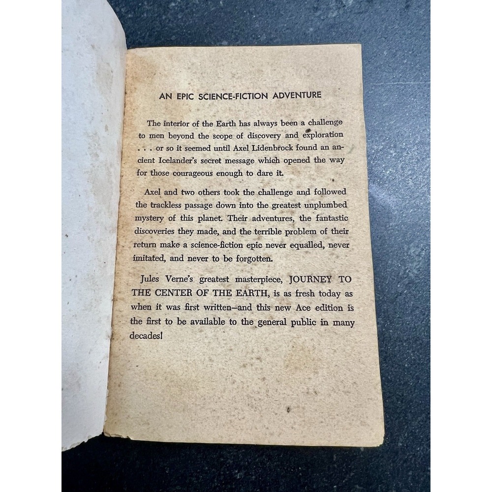 1956 JULES VERNE JOURNEY TO THE CENTER OF THE EARTH ACE BOOK PAPERBACK VTG USED - Picture 2 of 5